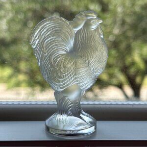 Lalique Crystal Rooster Paperweight